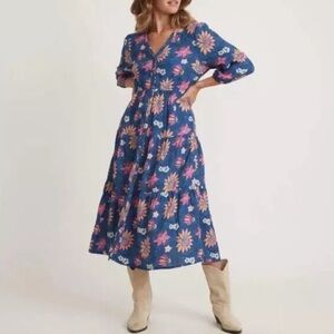 Marine Layer Blue Floral Midi Dress